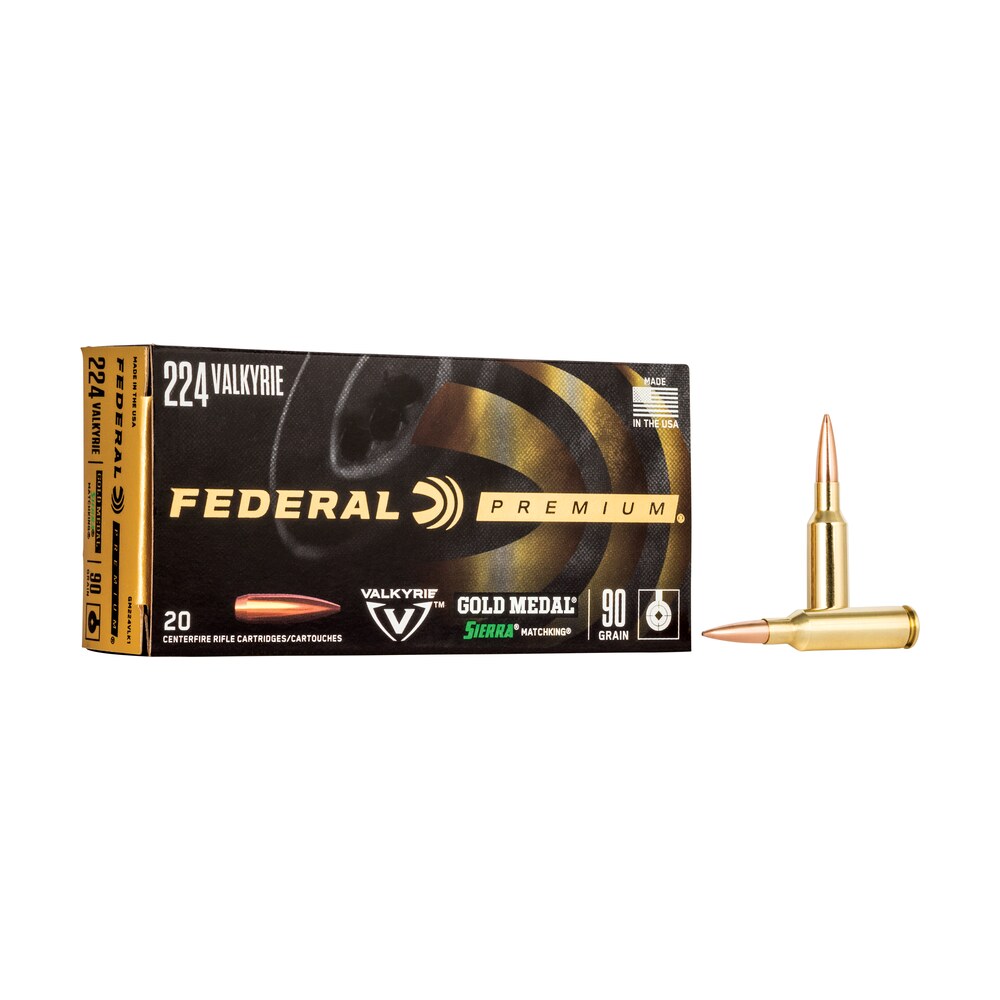 federal gm224vlk1 premium gold medal 224valkyrie 90gr sierra matchking bthp 20 per box/10 case Federal GM224VLK1 Premium Gold Medal 224Valkyrie 90gr Sierra MatchKing BTHP 20 Per Box/10 Case Sports South item 100176