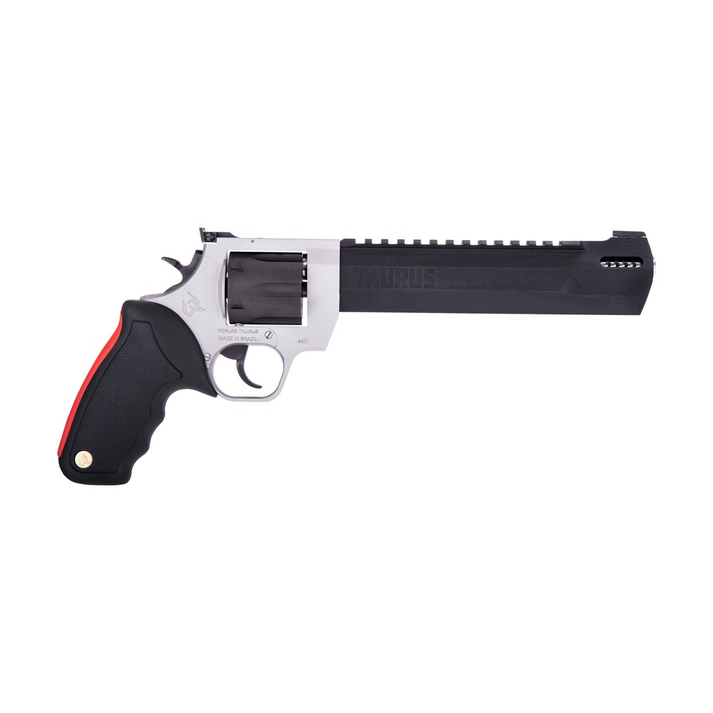 taurus 2 440085rh raging hunter 44 rem mag 6rd 8.37" black stainless steel barrel matte black oxide cylinder matte stainless steel frame black rubber with integrated red cushion insert grip Taurus 2-440085RH Raging Hunter 44 Rem Mag 6rd 8.37" Black Stainless Steel Barrel Matte Black Sports South item 100190