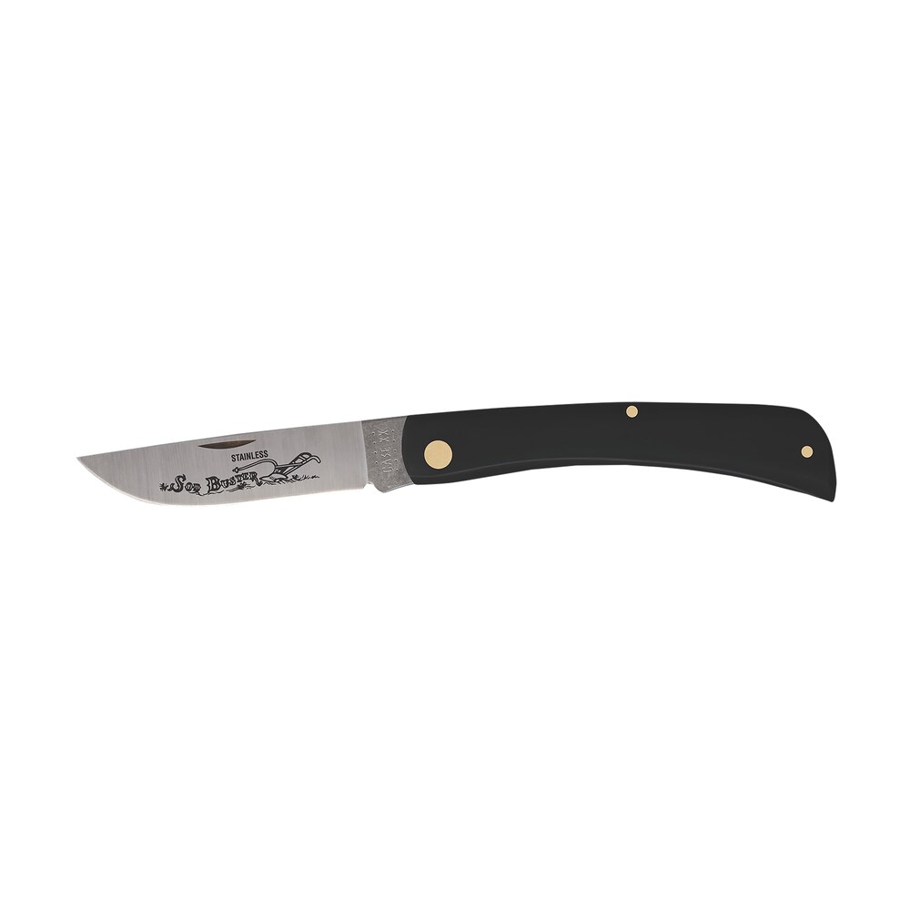 case 00092 sod buster 3.70" folding skinner plain etched as ground tru sharp ss blade/smooth black synthetic handle Case 00092 Sod Buster 3.70" Folding Skinner Plain Etched As-Ground Tru-Sharp SS Blade/Smooth Sports South item 101006