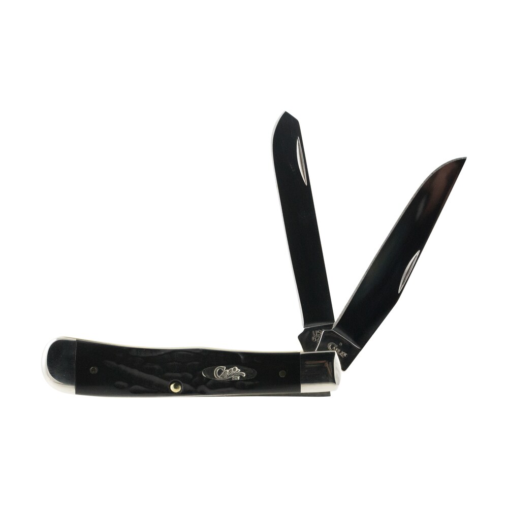 case 18221 trapper 3.25"/3.27" folding clip point/spey plain mirror polished tru sharp ss blade rough black jigged synthetic handle Case 18221 Trapper 3.25"/3.27" Folding Clip Point/Spey Plain Mirror Polished Tru-Sharp SS Blade Sports South item 101011