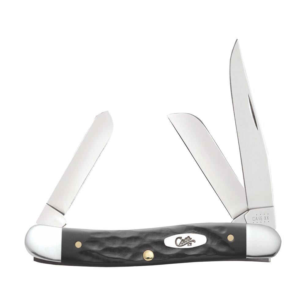 case 18222 stockman medium folding, 2.57"/1.88"/1.71" clip point/sheepsfoot/spey plain mirror polished tru sharp ss blade, rough black jigged synthetic handle Case 18222 Stockman Medium Folding, 2.57"/1.88"/1.71" Clip Point/Sheepsfoot/Spey Plain Mirror Sports South item 101012