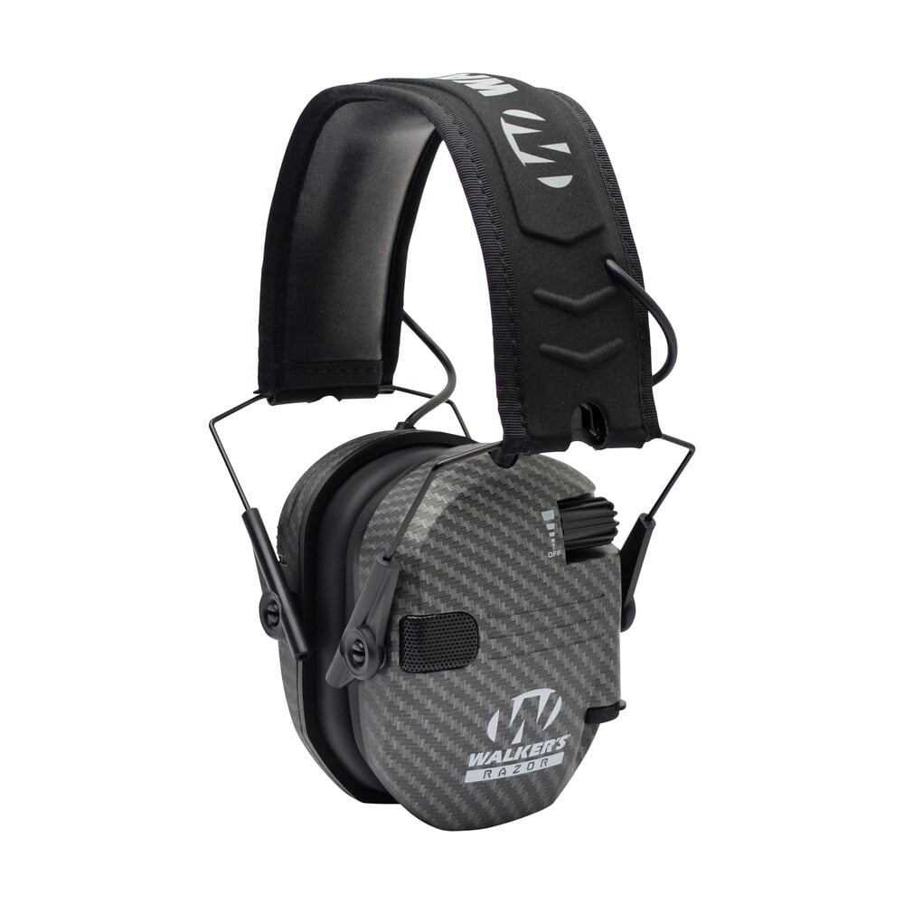 walker's gwprsemcarb razor slim electronic muff 23 db over the head carbon gray/black polymer Walker's GWPRSEMCARB Razor Slim Electronic Muff 23 dB Over the Head Carbon Gray/Black Polymer Sports South item 101200