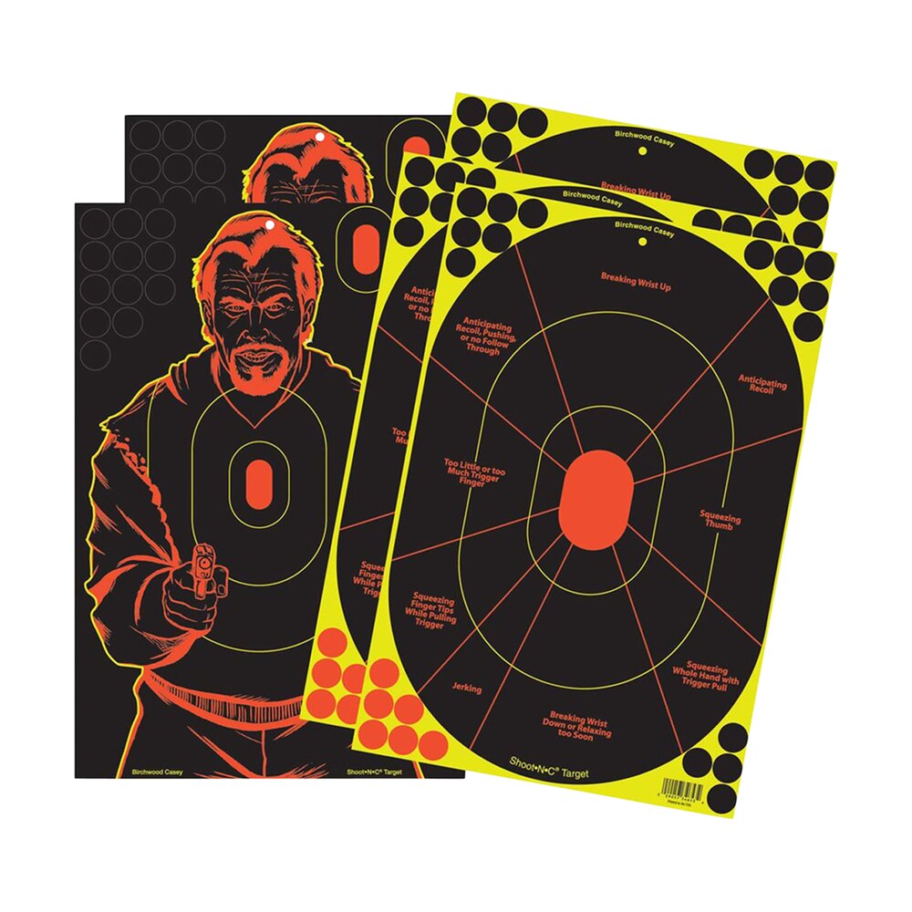 birchwood casey 34630 shoot n c reactive target combo pack self adhesive paper multi color 12"x18" oval silhouette/bad guy 5 pack Birchwood Casey 34630 Shoot-N-C Reactive Target Combo Pack Self-Adhesive Paper Multi Color Sports South item 101602