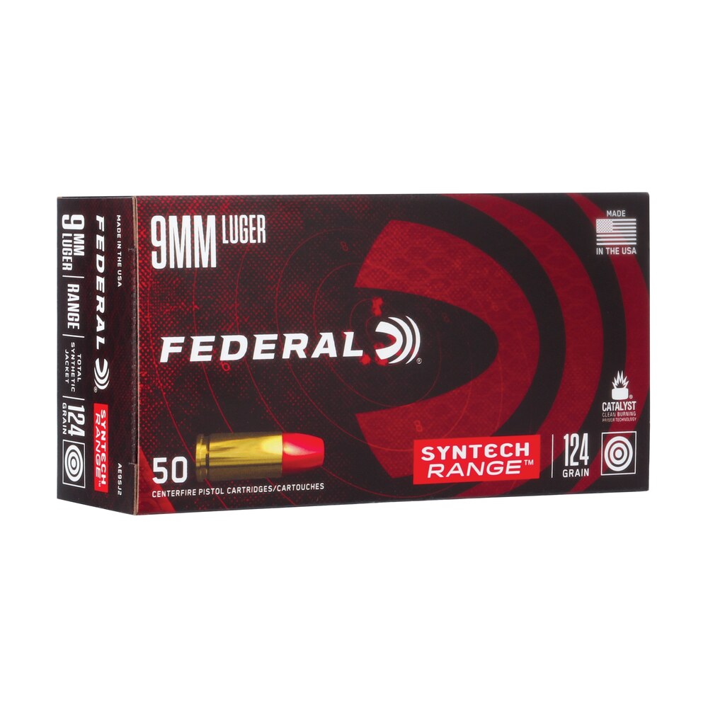federal ae9sj2 american eagle syntech range 9mmluger 124gr total syntech jacket flat nose 50 per box/10 case Federal AE9SJ2 American Eagle Syntech Range 9mmLuger 124gr Total Syntech Jacket Flat Nose 50 Sports South item 101713