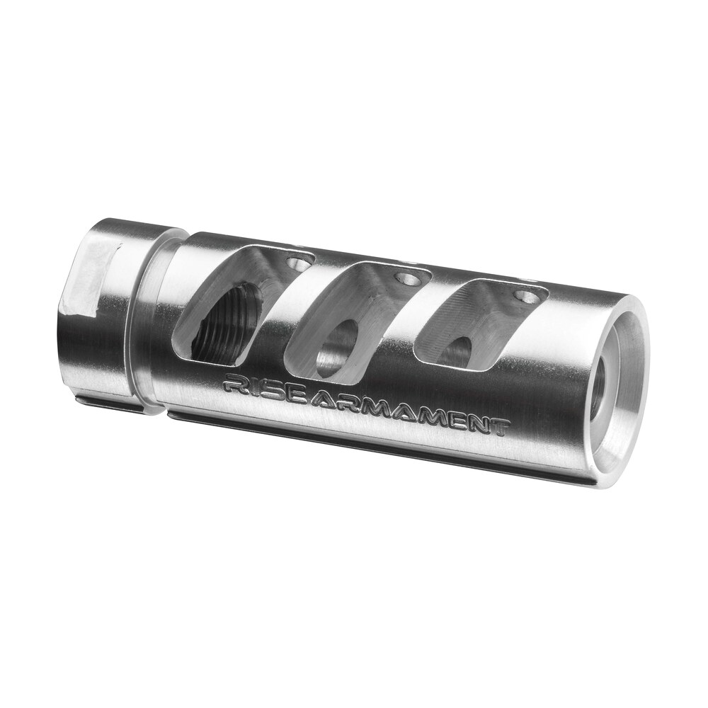 rise armament ra701223slvr ra 701 compensator silver 416r stainless steel with 1/2" 28 tpi threads & 2.50" oal for 5.56x45mm nato ar platform Rise Armament RA701223SLVR RA-701 Compensator Silver 416R Stainless Steel Sports South item 101917