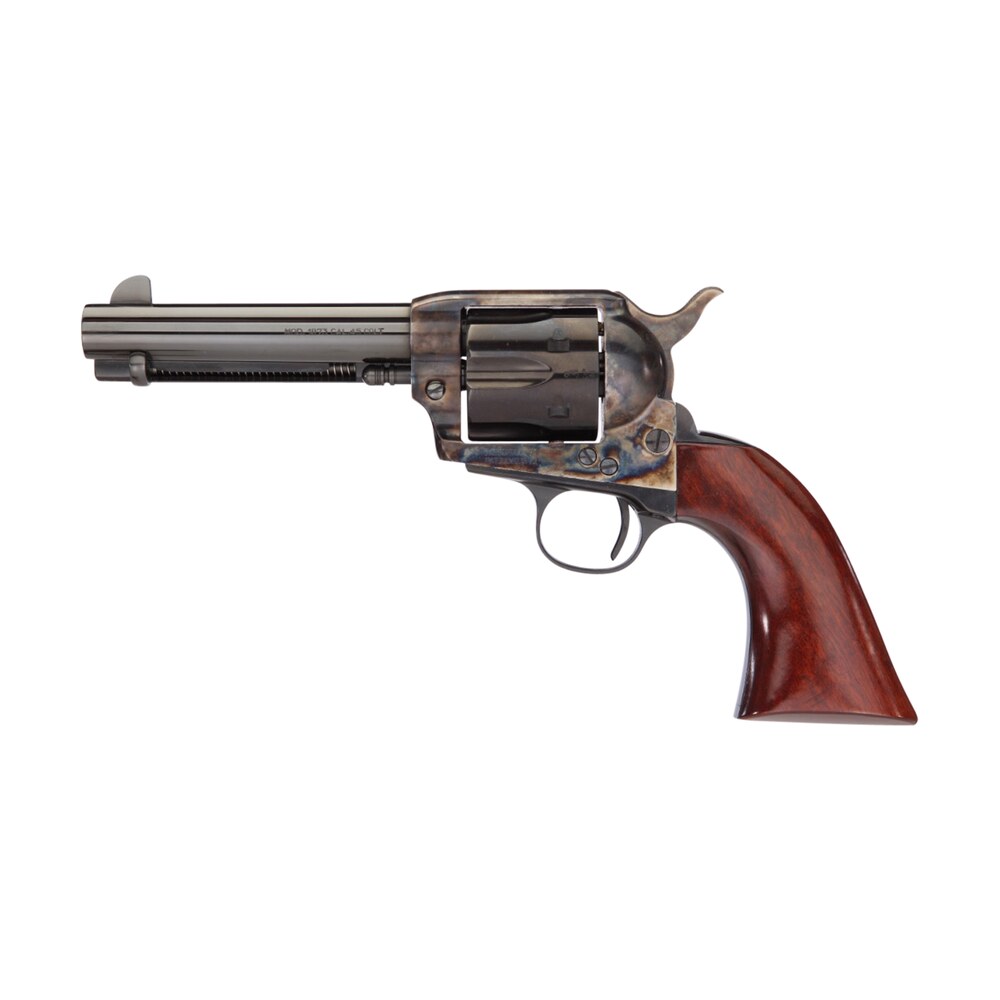 taylors & company 555148 1873 cattleman gunfighter 357 mag caliber with 4.75" blued finish barrel, 6rd capacity blued finish cylinder, color case hardened finish steel frame & walnut army size grip Taylors & Company 555148 1873 Cattleman Gunfighter 357 Mag Caliber Sports South item 101938