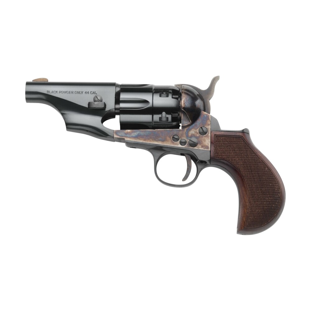 taylors & company 200017 1860 army snub nose pietta 44 cal 6 shot percussion 3" blued round barrel, blued cylinder, color case hardened steel frame, checkered walnut birdshead grip Taylors & Company 200017 1860 Army Snub Nose Pietta 44 Cal 6 Shot Percussion 3" Blued Round Sports South item 101983