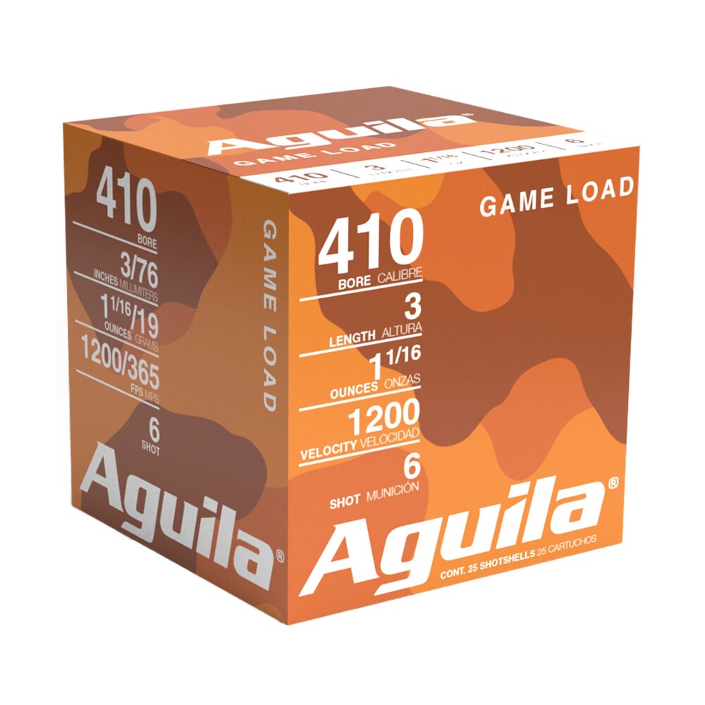 aguila 1chb4126 game load 410gauge 3" 11/16oz 6shot 25 per box/10 case Aguila 1CHB4126 Game Load 410Gauge 3" 11/16oz 6Shot 25 Per Box/10 Case Sports South item 102137