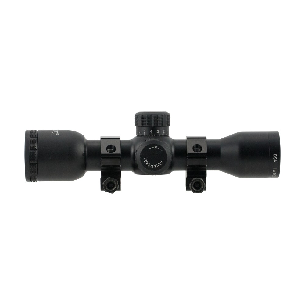bsa tw4x30 tactical weapon black matte 4x 30mm 1" tube mil dot reticle features ar & sks mounts & rings BSA TW4X30 Tactical Weapon Black Matte 4x 30mm 1" Tube Mil-Dot Reticle Features AR & SKS Sports South item 102308