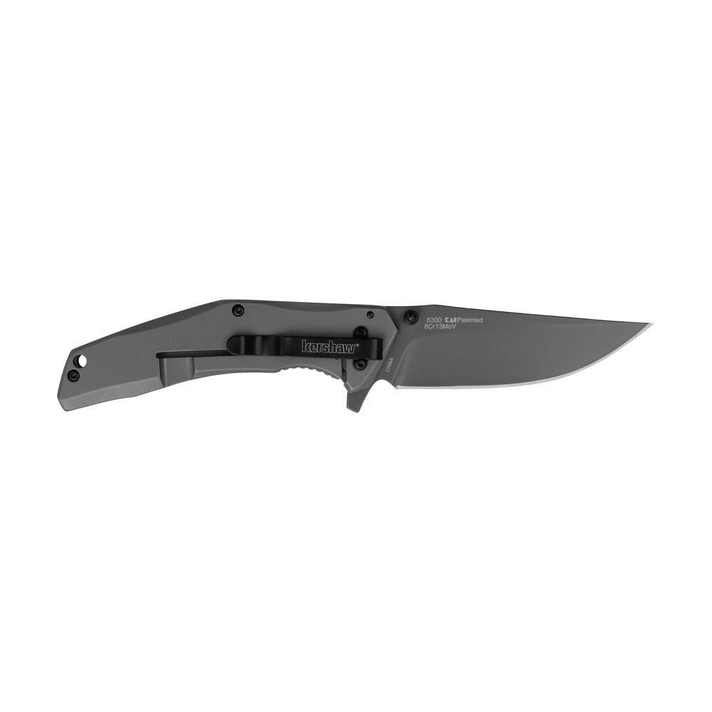 kershaw 8300 duojet 3.25" folding clip point plain gray ticn 8cr13mov ss blade gray ticn stainless steel handle includes pocket clip Kershaw 8300 DuoJet 3.25" Folding Clip Point Plain Gray TiCN 8Cr13MoV SS Blade Gray TiCN Sports South item 102390