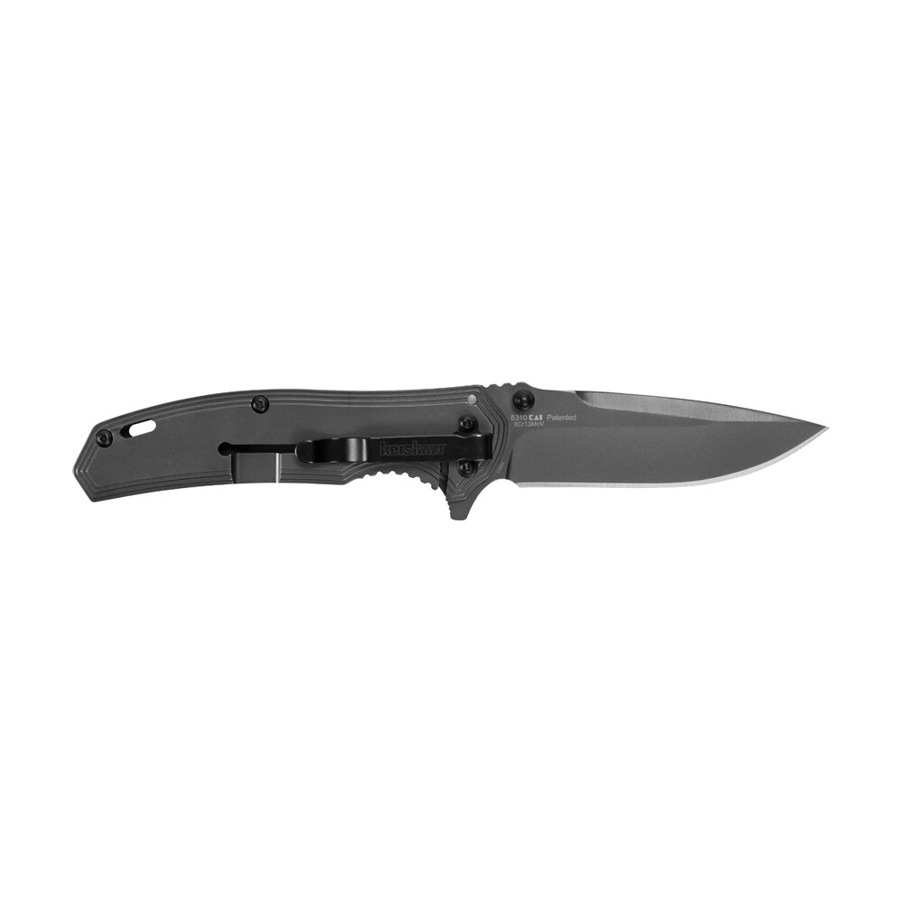 kershaw 8310 fringe 3" folding drop point plain gray tin 8cr13mov ss blade black/gray carbon fiber/ss handle includes pocket clip Kershaw 8310 Fringe 3" Folding Drop Point Plain Gray TiN 8Cr13MoV SS Blade Black/Gray Carbon Sports South item 102391