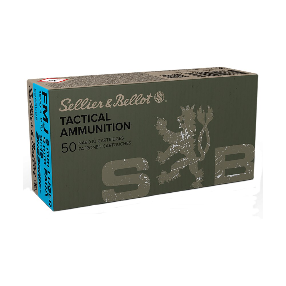 sellier & bellot sb9subb handgun target 9mmluger subsonic 150gr full metal jacket 50 per box/20 case Sellier & Bellot SB9SUBB Handgun Target 9mmLuger Subsonic 150gr Full Metal Jacket 50 Per Sports South item 103200