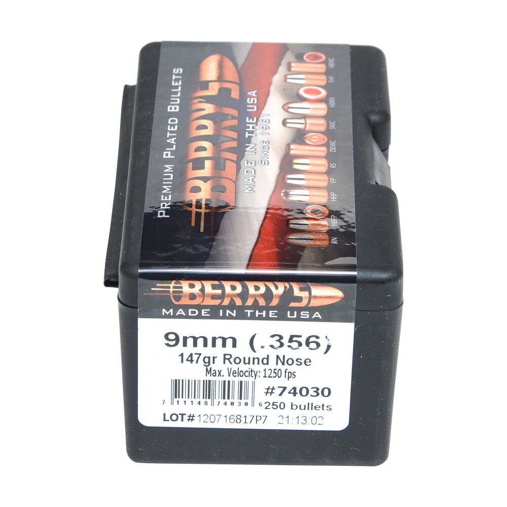 berry's 74030 superior pistol 9mm/356 147gr round nose 250/box Berry's 74030 Superior Pistol 9mm/356 147gr Round Nose 250/Box Sports South item 103218