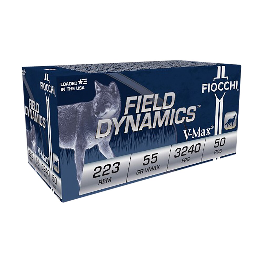 fiocchi 223hvc50 field dynamics 223rem 55gr hornady v max 50 per box/20 case Fiocchi 223HVC50 Field Dynamics 223Rem 55gr Hornady V Max 50 Per Box/20 Case Sports South item 104018