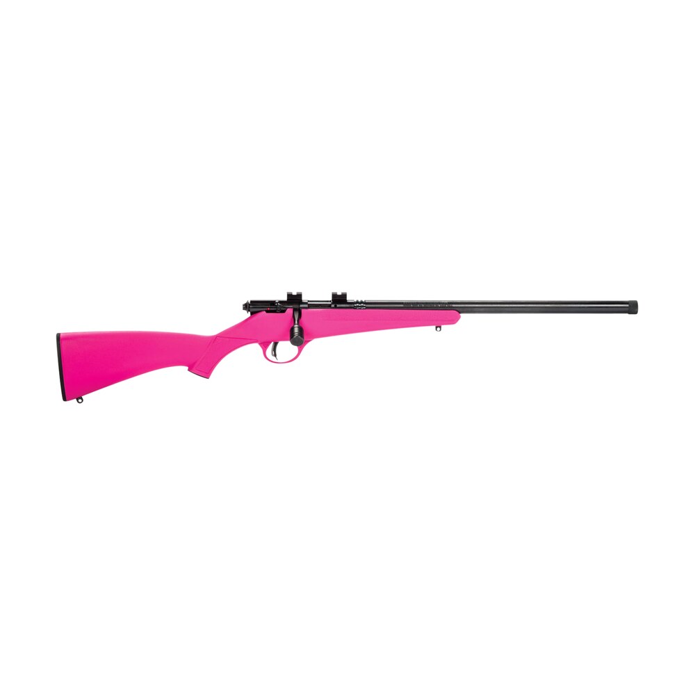 savage arms 13835 rascal flv sr youth 22 lr 1rd 16.12" matte blued heavy barrel, matte blued carbon steel receiver, pink synthetic stock, right hand Savage Arms 13835 Rascal FLV-SR Youth 22 LR 1rd 16.12" Matte Blued Heavy Sports South item 104509