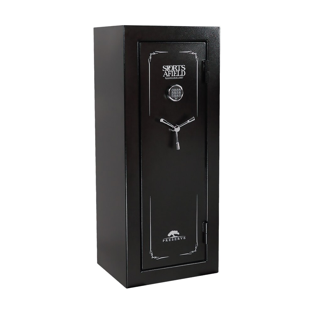 sports afield secsa5924p preserve sa5924p electronic keypad/key entry black textured steel holds 24 + 4 59" h x 24" w x 20" d fireproof yes Sports Afield SECSA5924P Preserve SA5924P Electronic Keypad/Key Entry Black Textured Steel Sports South item 104879