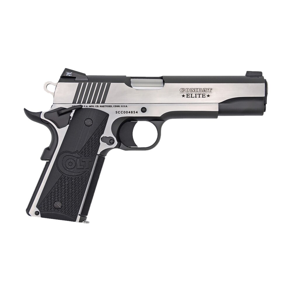 colt mfg o1072ce 1911 combat elite government 9mm luger 5" 9+1 overall two tone elite finish stainless steel frame & slide with half checkered & scalloped black g10 grip & night sights Colt Mfg O1072CE 1911 Combat Elite Government 9mm Luger 5" 9+1 Overall Two-Tone Elite Finish Sports South item 104954