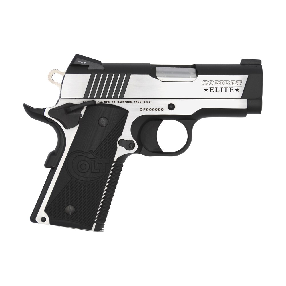 colt mfg o7080ce combat elite commander compact frame .45 acp 8+1, 3" stainless steel barrel, two tone serrated stainless steel slide & frame w/beavertail, black scalloped g10 grip, ambidextrous Colt Mfg O7080CE Combat Elite Commander Compact Frame .45 ACP 8+1, 3" Stainless Steel Sports South item 104957