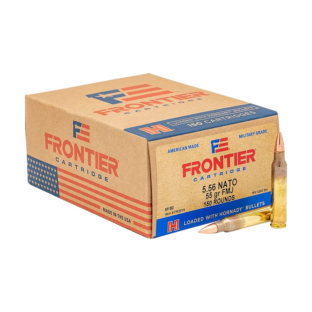 frontier cartridge fr2015 military grade centerfire rifle 5.56x45mmnato 55gr full metal jacket 150 per box/8 case Frontier Cartridge FR2015 Military Grade Centerfire Rifle 5.56x45mmNATO 55gr Full Metal Jacket Sports South item 105318