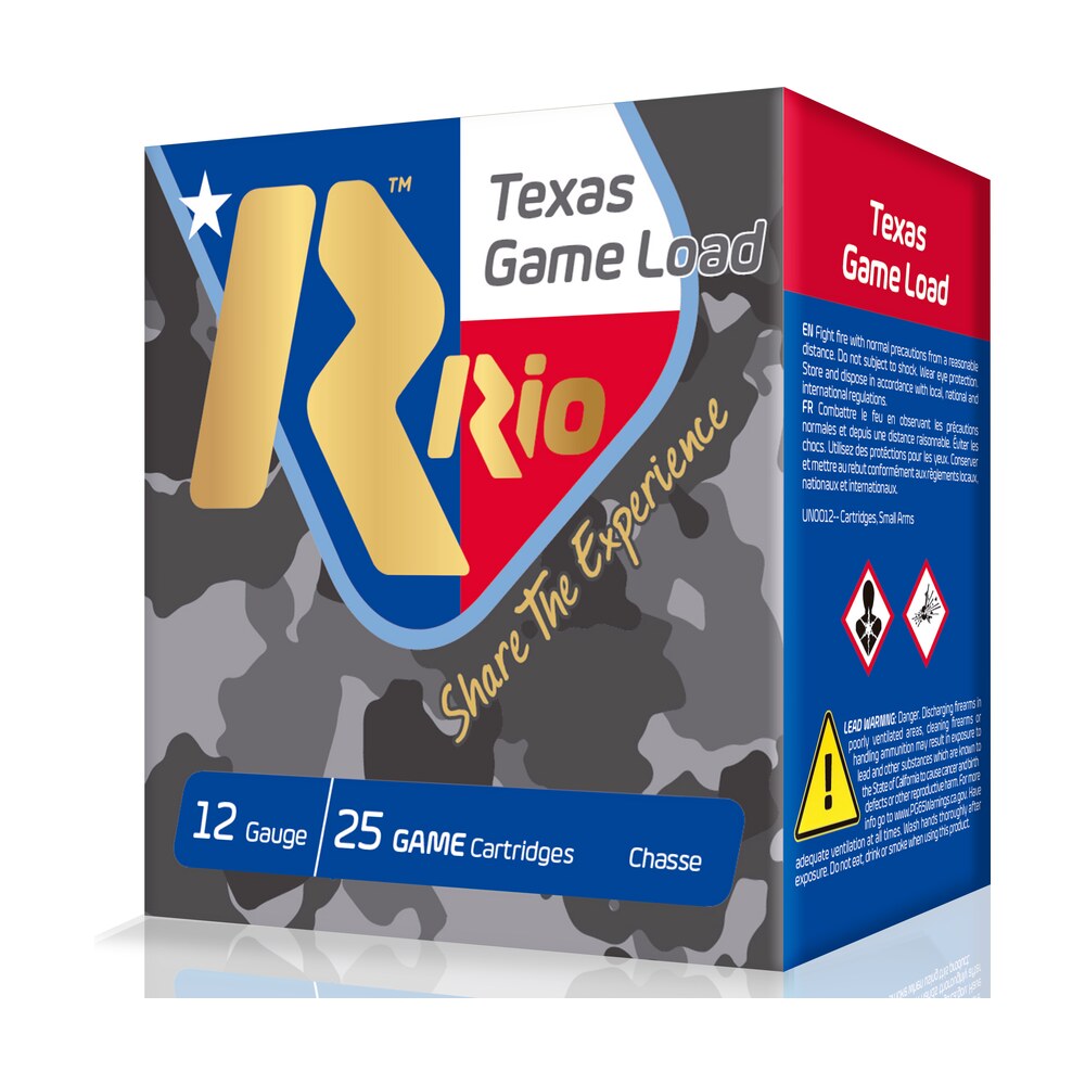 rio ammunition tghv366tx texas game load high velocity 12gauge 2.75" 1 1/4oz 6shot 25 per box/10 case Rio Ammunition TGHV366TX Texas Game Load High Velocity 12Gauge 2.75" 1 1/4oz 6Shot 25 Per Sports South item 105604