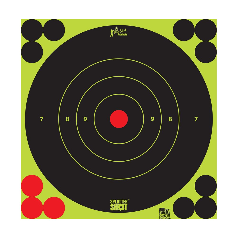 pro shot 6bgreen12pk splattershot self adhesive paper black/green 6" bullseye 12 pack Pro-Shot 6BGREEN12PK SplatterShot Self-Adhesive Paper Black/Green 6" Bullseye 12 Pack Sports South item 106375