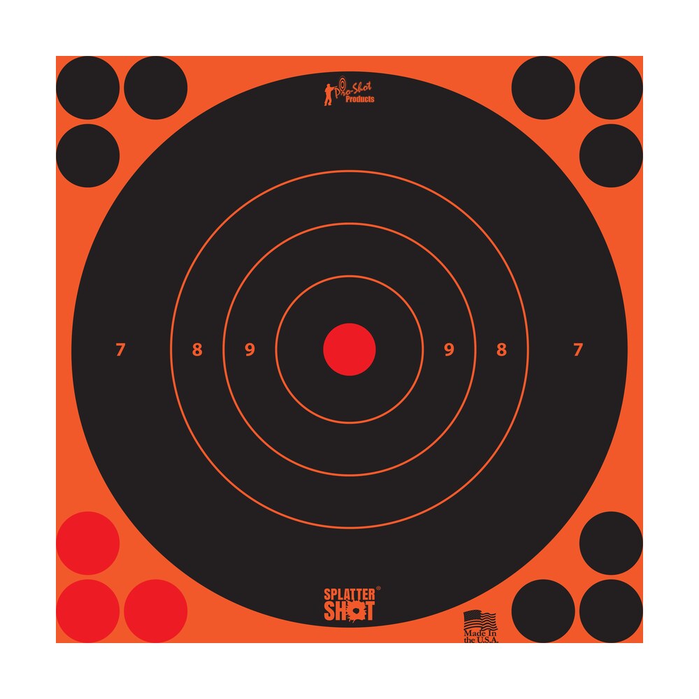 pro shot 8borng6pk splattershot self adhesive paper black/orange 8" bullseye 6 pack Pro-Shot 8BORNG6PK SplatterShot Self-Adhesive Paper Black/Orange 8" Bullseye 6 Pack Sports South item 106377