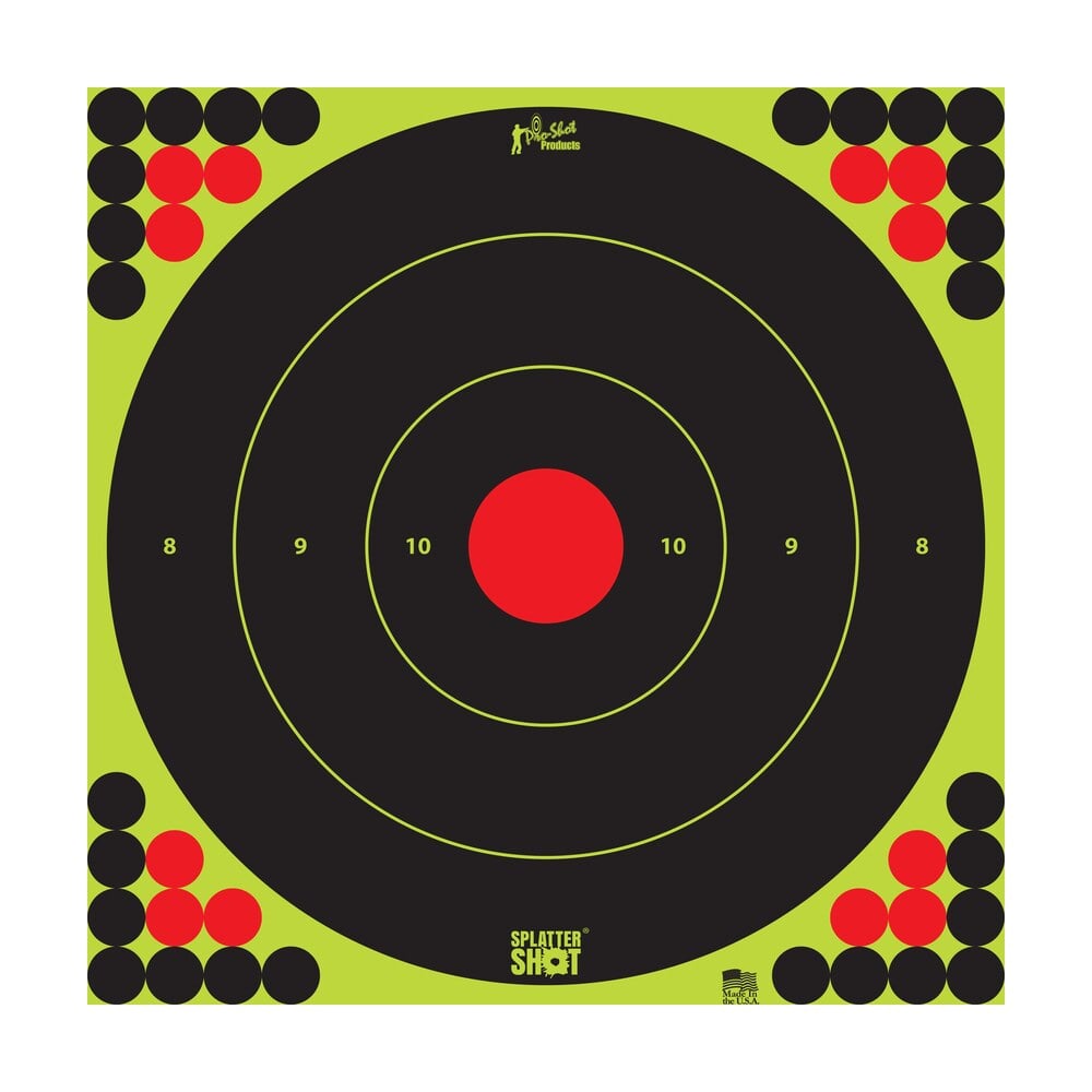 pro shot longrange172 splattershot self adhesive paper black/green/red 17.25" bullseye 5 pack Pro-Shot LONGRANGE172 SplatterShot Self-Adhesive Paper Black/Green/Red 17.25" Bullseye 5 Pack Sports South item 106383