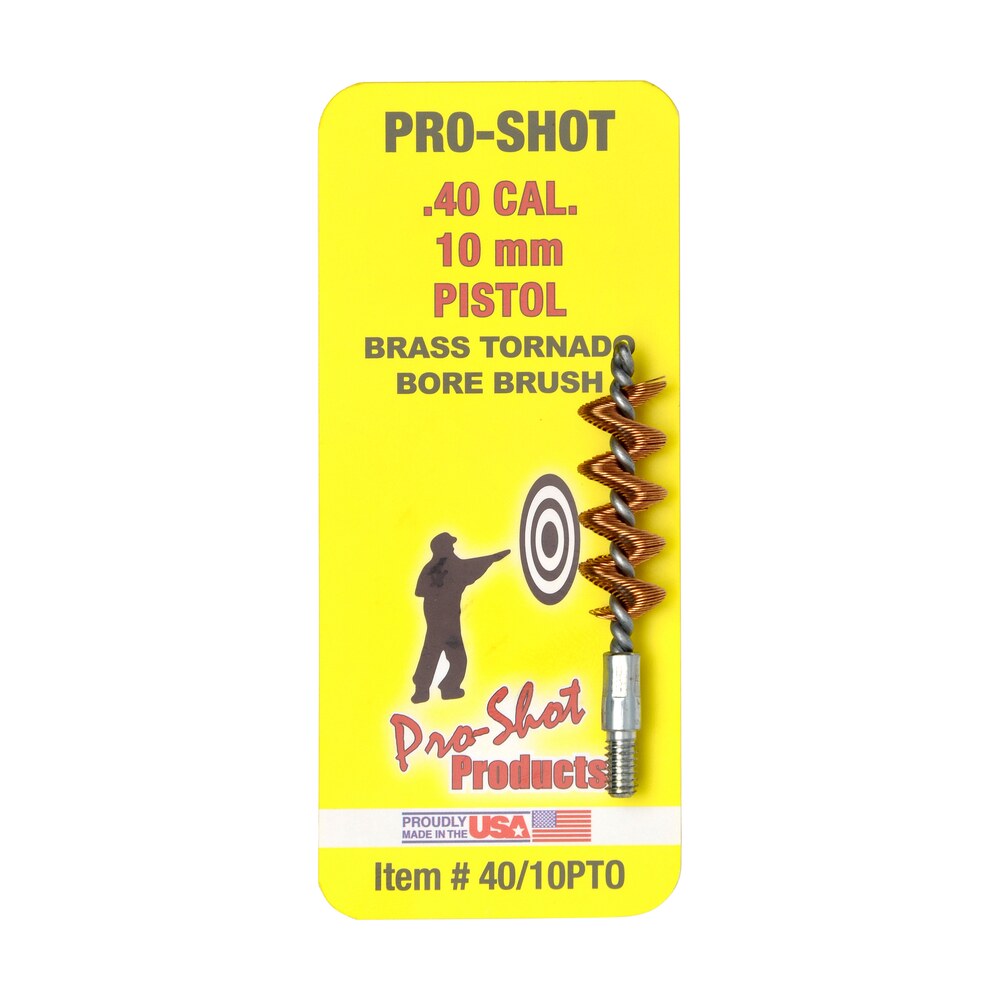 pro shot 4010pto tornado bore brush .40/ 10mm cal pistol #8 32 thread brass spiral wound loop Pro-Shot 4010PTO Tornado Bore Brush .40/ 10mm Cal Pistol #8-32 Thread Brass Spiral Wound Loop Sports South item 106386