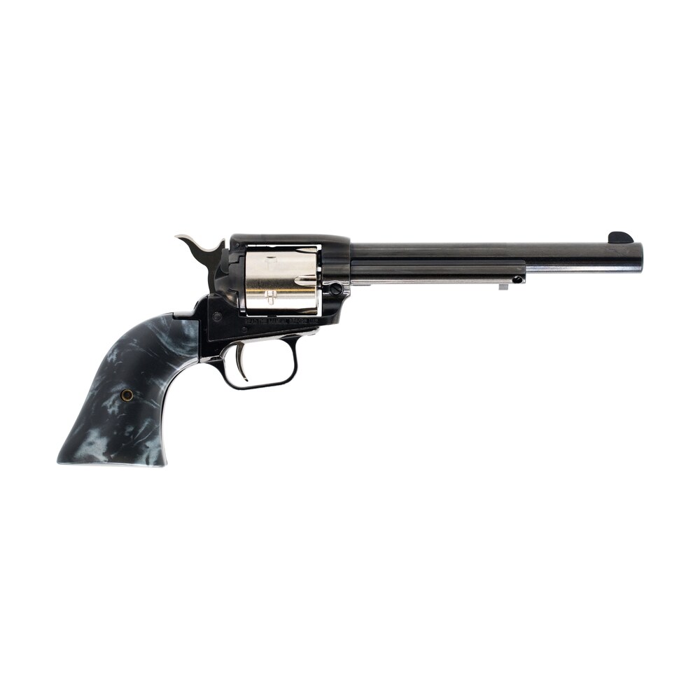 heritage mfg rr22tt6blkprl rough rider altamont 22 lr 6 shot, 6.50" black oxide steel barrel, black oxide zinc alloy frame, matte stainless cylinder, black pearl grip, manual safety, exposed hammer Heritage Mfg RR22TT6BLKPRL Rough Rider Altamont 22 LR 6 Shot, 6.50" Black Oxide Steel Sports South item 106564