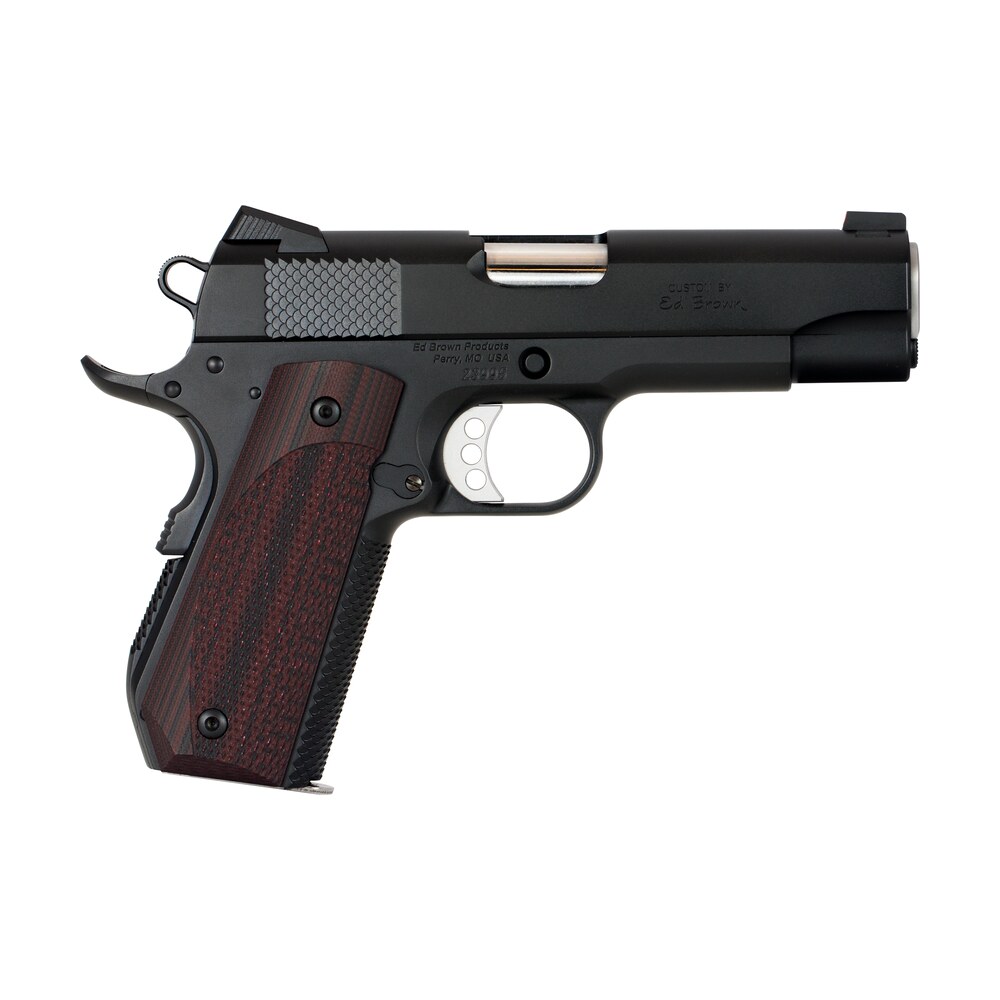 ed brown kc18g4 1911 kobra carry 45 acp 7+1 4.25" stainless recessed crown barrel, black gen4 snakeskin serrated carbon steel slide & frame w/beavertail, laminate wood grip Ed Brown KC18G4 1911 Kobra Carry 45 ACP 7+1 4.25" Stainless Recessed Crown Sports South item 106890