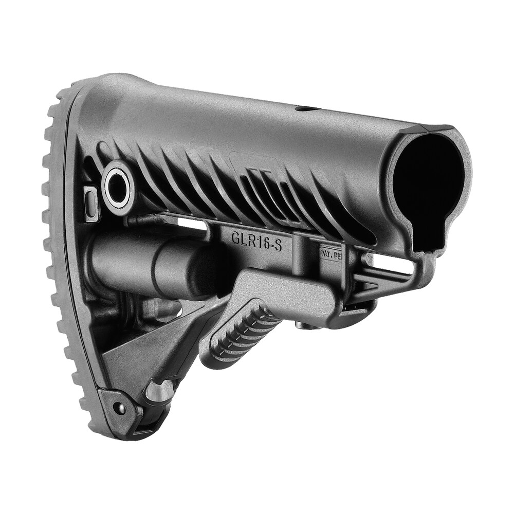 fab defense fxglr16b glr 16 buttstock for ar 15/ m16/ m4 fixed storage compartment & anti rattle mechanism black polymer FAB Defense FXGLR16B GLR-16 Buttstock for AR-15/ M16/ M4 Fixed Storage Compartment & Sports South item 107033