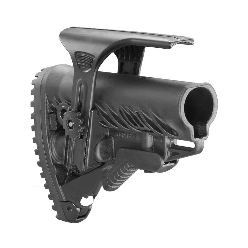 fab defense fxglr16cp glr 16 cp tactical buttstock for ar 15/ m16/ m4 w/adjustable cheek rest & anti rattle mechanism black polymer FAB Defense FXGLR16CP GLR-16 CP Tactical Buttstock for AR-15/ M16/ M4 Sports South item 107034