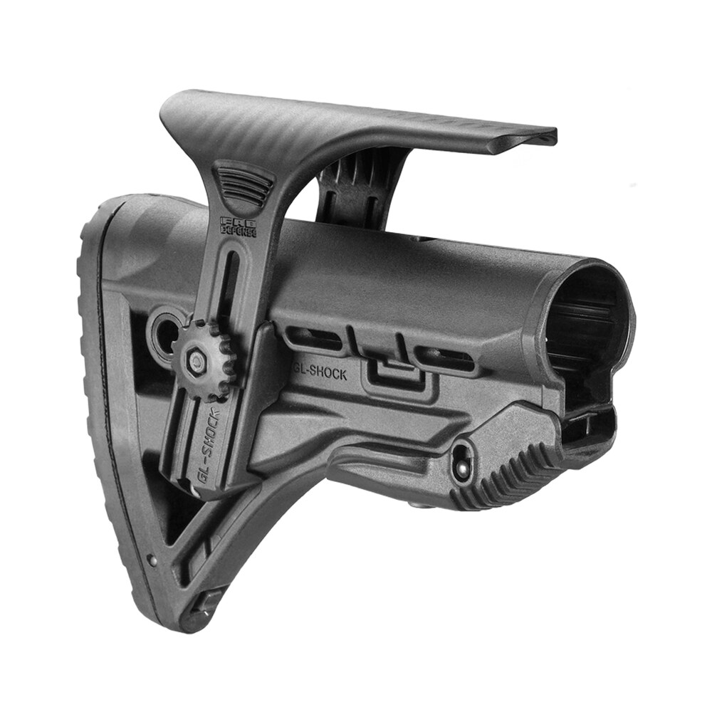 fab defense fxglshockcp gl shock cp buttstock for ar 15/ m16/ m4 w/adjustable cheek rest & anti rattle mechanism black mil spec reinforced polymer FAB Defense FXGLSHOCKCP GL-Shock CP Buttstock for AR-15/ M16/ M4 Sports South item 107037