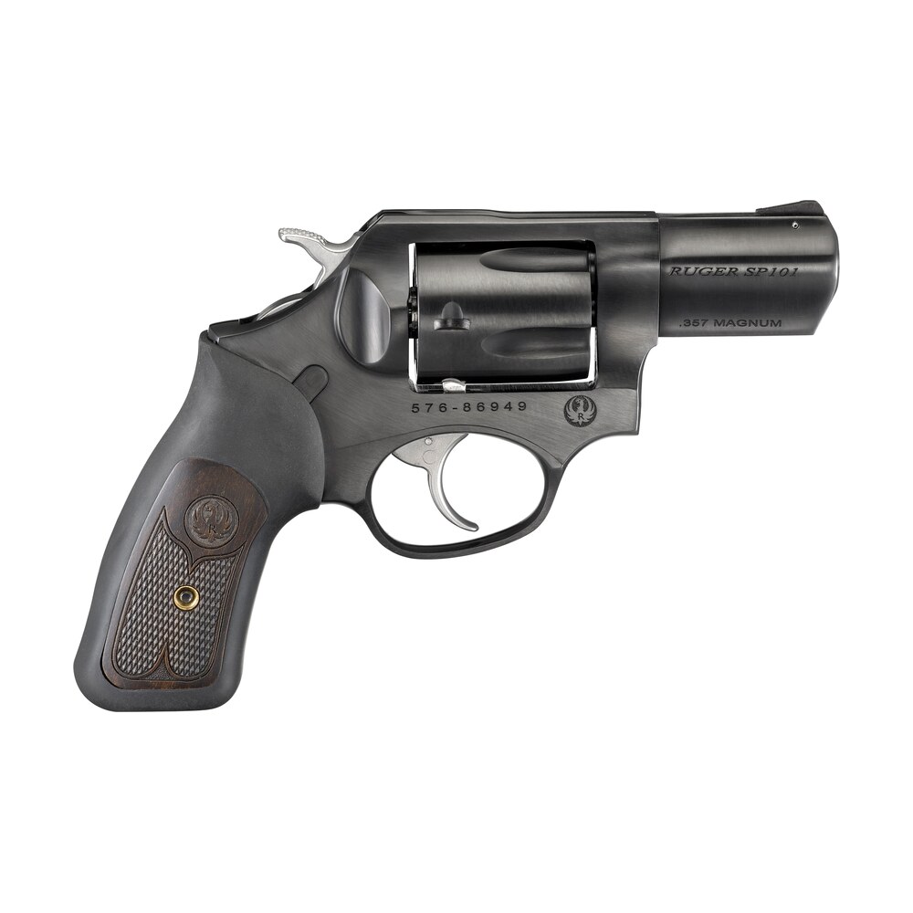 ruger 15702 sp101 357 mag 5rd 2.25" blued steel barrel, cylinder & frame, black rubber w/wood insert grip, transfer bar safety, exposed hammer Ruger 15702 SP101 357 Mag 5rd 2.25" Blued Steel Sports South item 107246