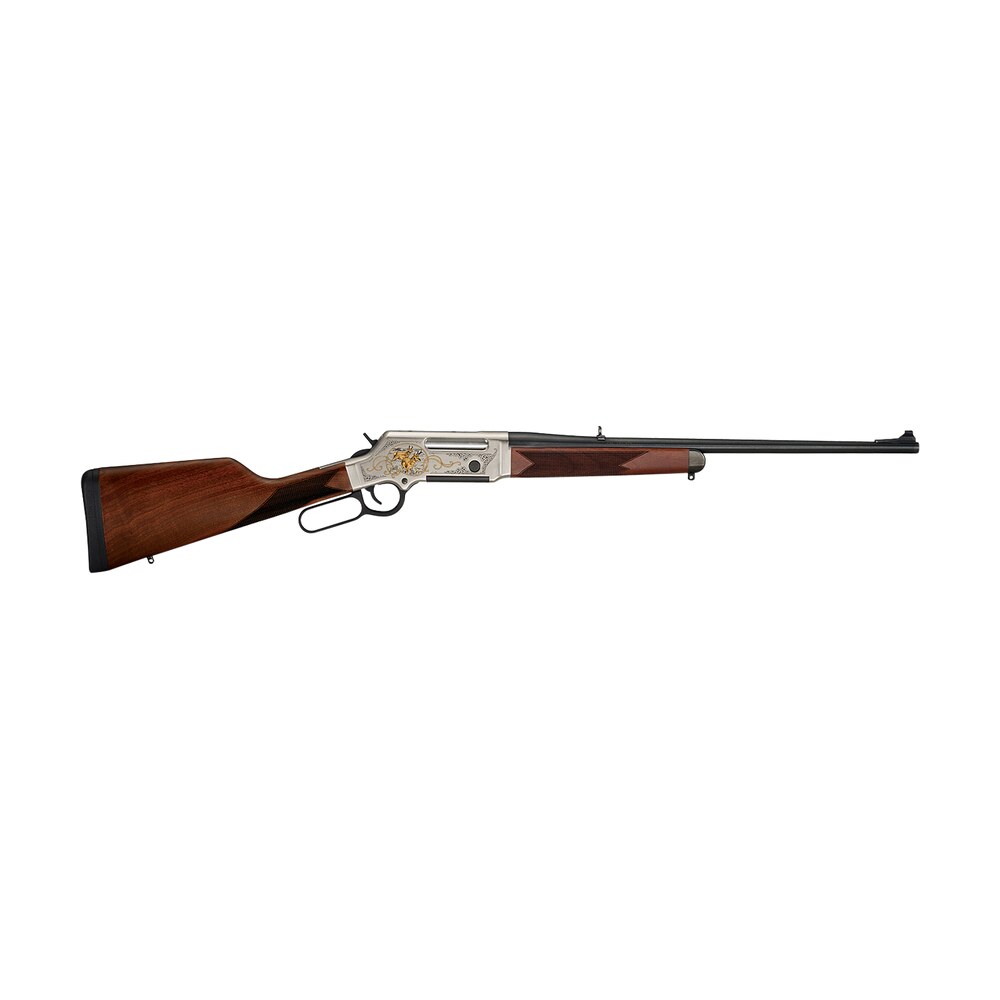 henry h014wl243 long ranger wildlife full size 243 win 4+1 20" blued steel barrel, engraved nickel plated w/24k gold inlay steel receiver, american walnut stock right hand Henry H014WL243 Long Ranger Wildlife Full Size 243 Win 4+1 20" Blued Steel Sports South item 107375
