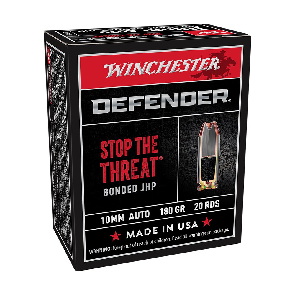 winchester ammo s10mmpdb defender 10mmauto 180gr bonded jacket hollow point 20 per box/10 case Winchester Ammo S10MMPDB Defender 10mmAuto 180gr Bonded Jacket Hollow Point 20 Per Box/10 Case Sports South item 107557