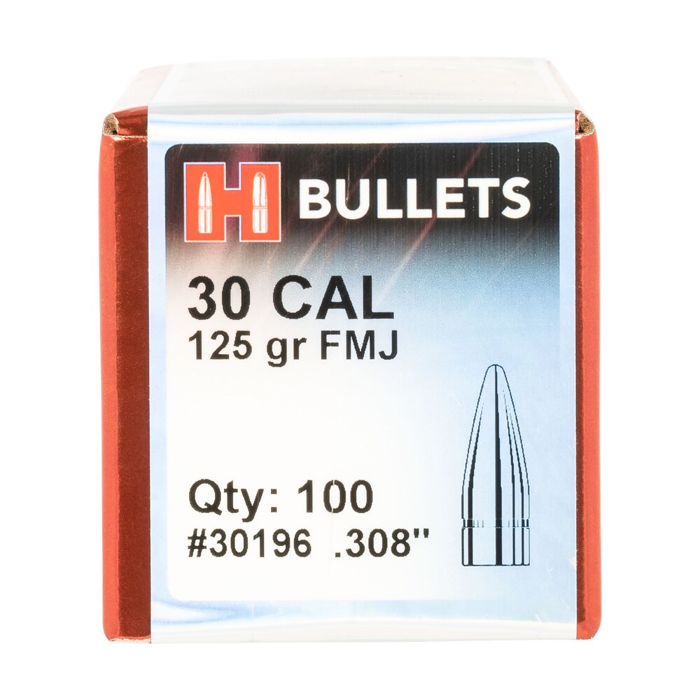 hornady 30196 fmj 30 cal .308 125 gr full metal jacket 100 per box/ 25 case Hornady 30196 FMJ 30 Cal .308 125 gr Full Metal Jacket 100 Per Box/ 25 Case Sports South item 107654