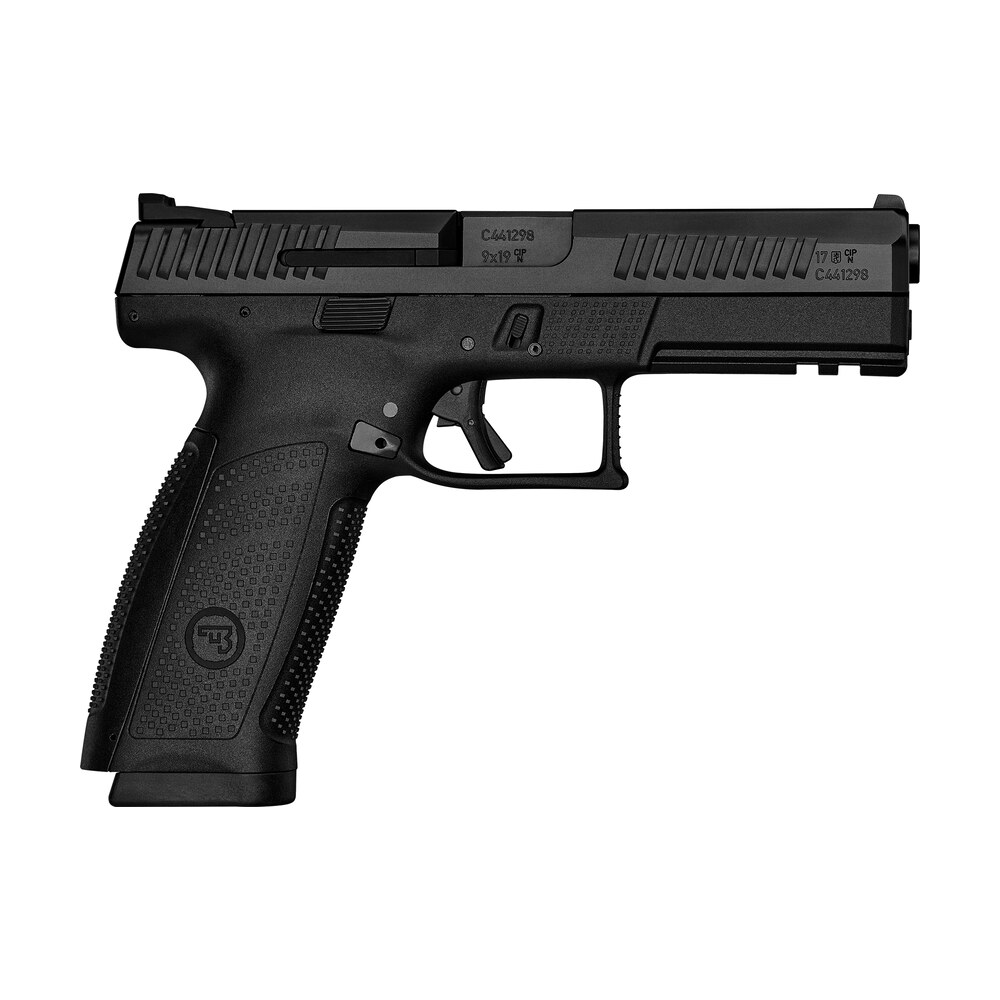 cz usa 01540 p 10 f 9mm luger 10+1 4.50″ black steel barrel, black nitride serrated steel slide, black polymer frame w/picatinny rail, black interchangeable backstrap grip CZ-USA 01540 P-10 F 9mm Luger 10+1 4.50" Black Steel Sports South item 107680