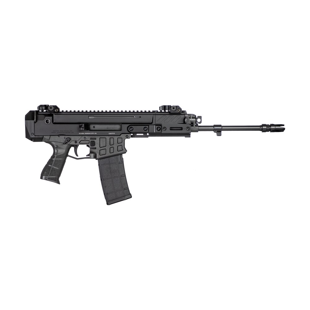 cz usa 91452 bren 2 ms 5.56x45mm nato caliber with 14.17" barrel, 30+1 capacity, overall black finish, carbon fiber receiver, ambi mag release, stippled black polymer grip right hand CZ-USA 91452 Bren 2 MS 5.56x45mm NATO Caliber Sports South item 107691