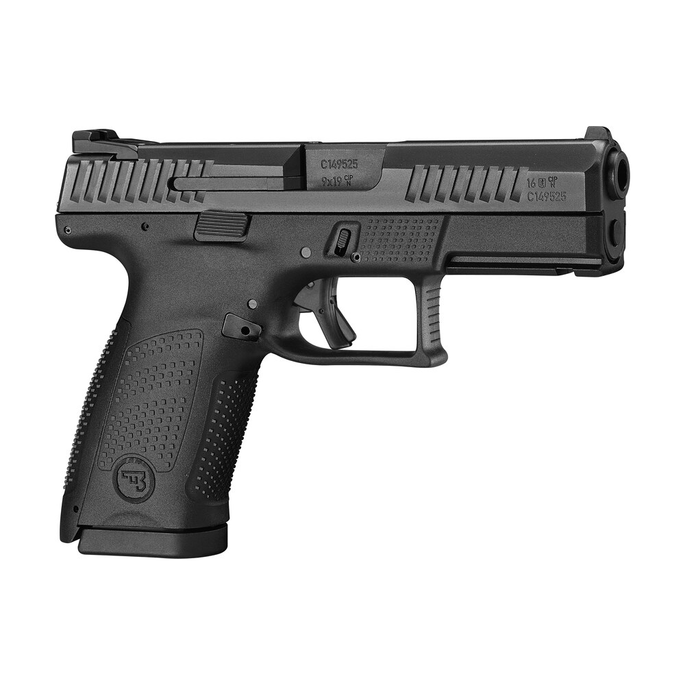 cz usa 91531 p 10 c compact frame 9mm luger 15+1 4.02" black stainless steel barrel, black nitride serrated steel slide, black polymer frame w/picatinny rail, interchangeable backstrap grip CZ-USA 91531 P-10 C Compact Frame 9mm Luger 15+1 4.02" Black Stainless Steel Sports South item 107800