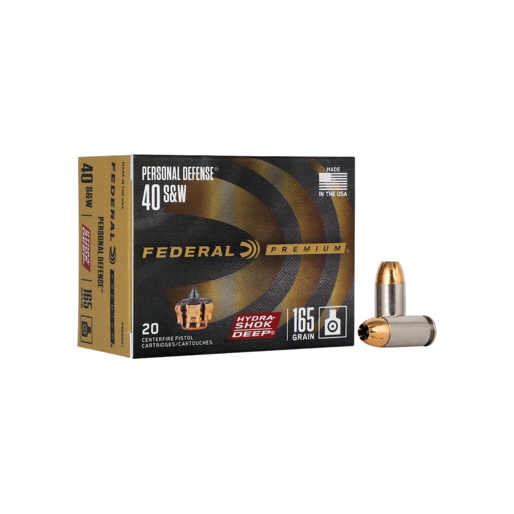 federal p40hsd1 premium personal defense 40s&w 165gr hydra shok deep hollow point 20 per box/10 case Federal P40HSD1 Premium Personal Defense 40S&W 165gr Hydra-Shok Deep Hollow Point 20 Per Sports South item 107848