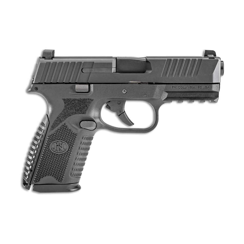 fn 66100464 509 midsize 9mm luger 4" barrel 10+1, matte black polymer frame with mounting rail, matte black stainless steel slide, no manual safety FN 66100464 509 Midsize 9mm Luger 4" Barrel 10+1, Matte Black Polymer Frame Sports South item 107904