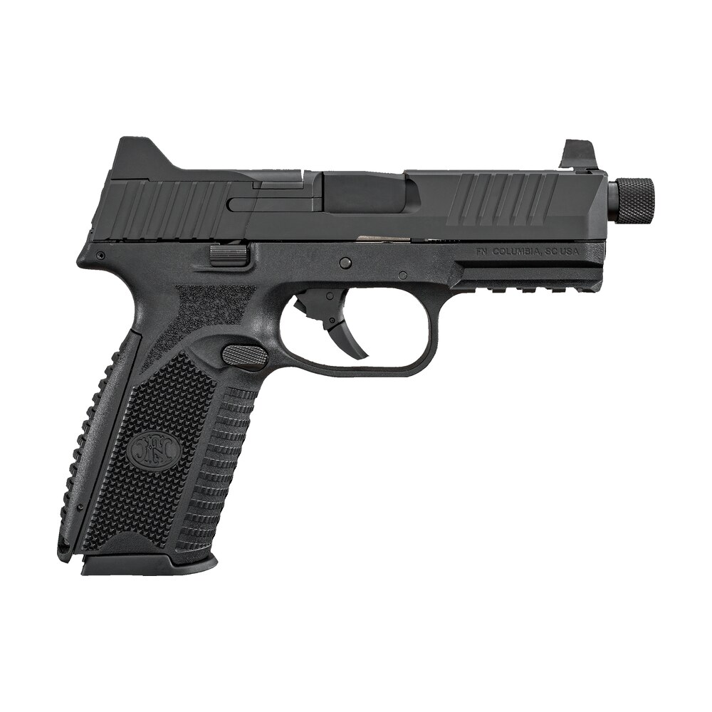 fn 66100375 509t 9mm luger 17+1/24+1, 4.50" black steel threaded barrel, matte black optic ready/serrated stainless steel slide, matte black polymer frame w/picatinny rail FN 66100375 509T 9mm Luger 17+1/24+1, 4.50" Black Steel Threaded Sports South item 107905