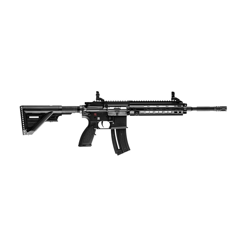 hk 81000402 hk 416 22 lr 10+1 16.10" black steel threaded barrel aluminum w/m lok & picatinny rail black aluminum receiver black retractable stock right hand HK 81000402 HK 416 22 LR 10+1 16.10" Black Steel Threaded Barrel Aluminum Sports South item 108065