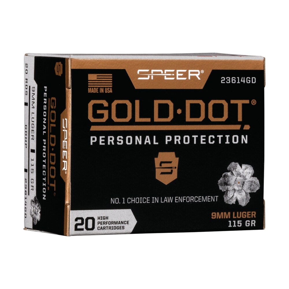 speer 23614gd gold dot personal protection 9mmluger 115gr hollow point 20 per box/10 case Speer 23614GD Gold Dot Personal Protection 9mmLuger 115gr Hollow Point 20 Per Box/10 Case Sports South item 108156