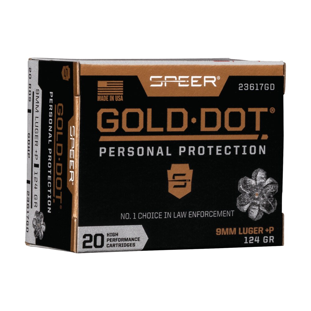 speer 23617gd gold dot personal protection 9mmluger+p 124gr hollow point 20 per box/10 case Speer 23617GD Gold Dot Personal Protection 9mmLuger+P 124gr Hollow Point 20 Per Box/10 Case Sports South item 108157