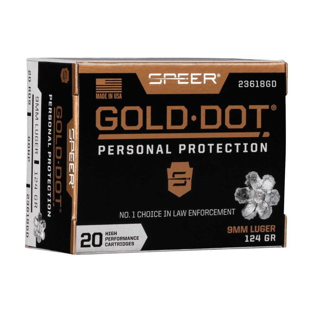 speer 23618gd gold dot personal protection 9mmluger 124gr hollow point 20 per box/10 case Speer 23618GD Gold Dot Personal Protection 9mmLuger 124gr Hollow Point 20 Per Box/10 Case Sports South item 108158