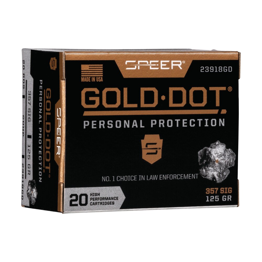 speer 23918gd gold dot personal protection 357sig 125gr hollow point 20 per box/10 case Speer 23918GD Gold Dot Personal Protection 357Sig 125gr Hollow Point 20 Per Box/10 Case Sports South item 108160