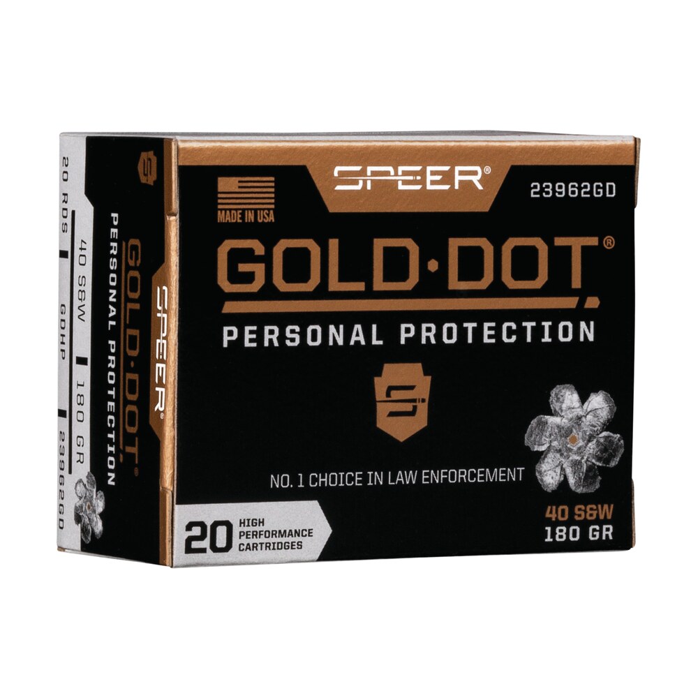 speer 23962gd gold dot personal protection 40s&w 180gr hollow point 20 per box/10 case Speer 23962GD Gold Dot Personal Protection 40S&W 180gr Hollow Point 20 Per Box/10 Case Sports South item 108166