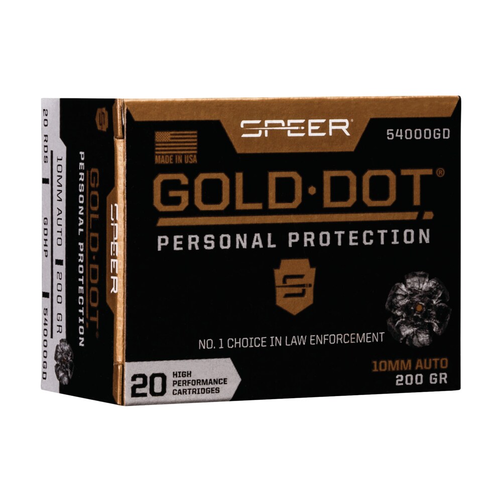 speer 54000gd gold dot personal protection 10mmauto 200gr hollow point 20 per box/10 case Speer 54000GD Gold Dot Personal Protection 10mmAuto 200gr Hollow Point 20 Per Box/10 Case Sports South item 108168
